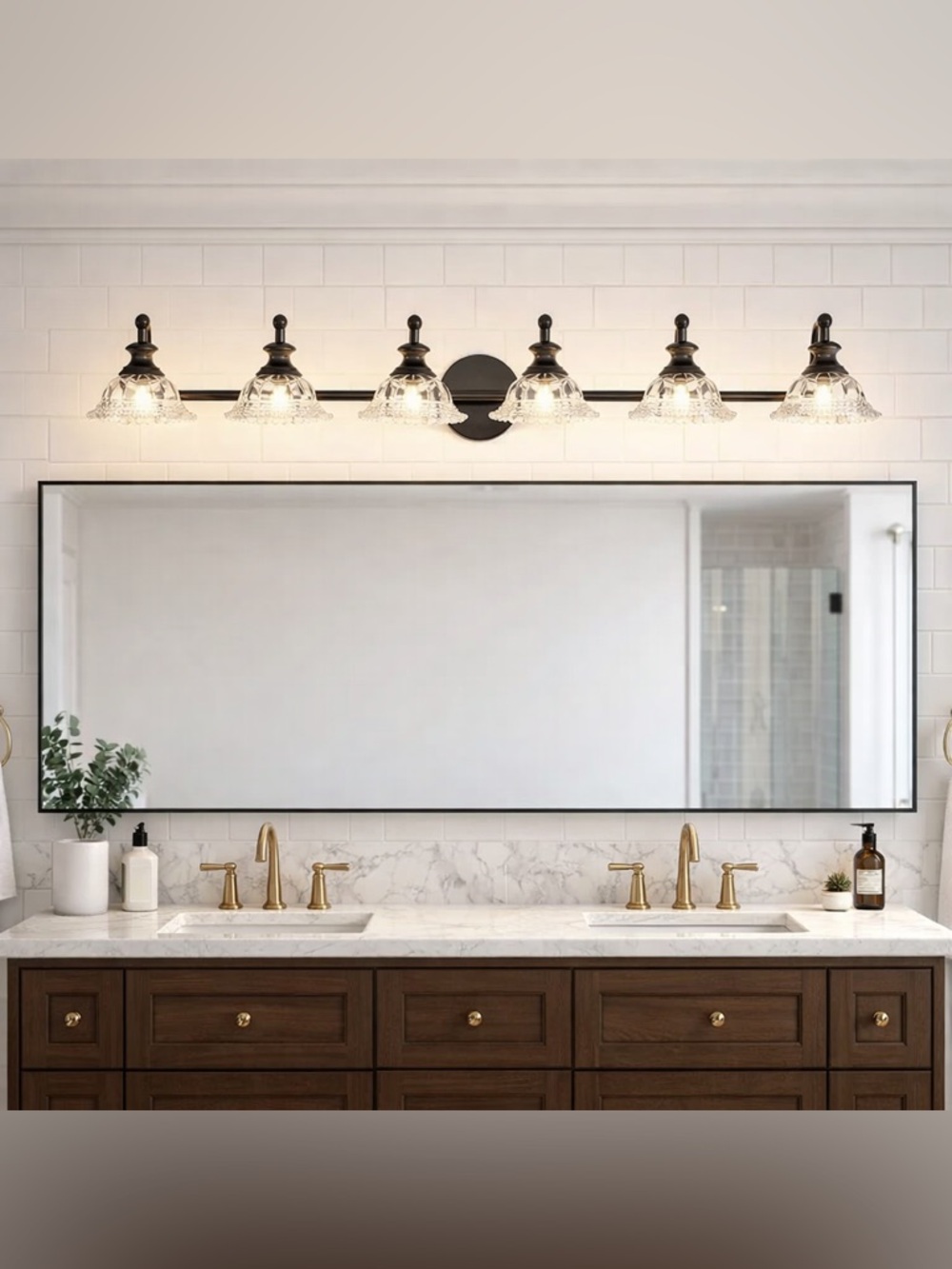 45 Inch Bathroom Vanity Light 6 Light Black Farmhouse Fixture New